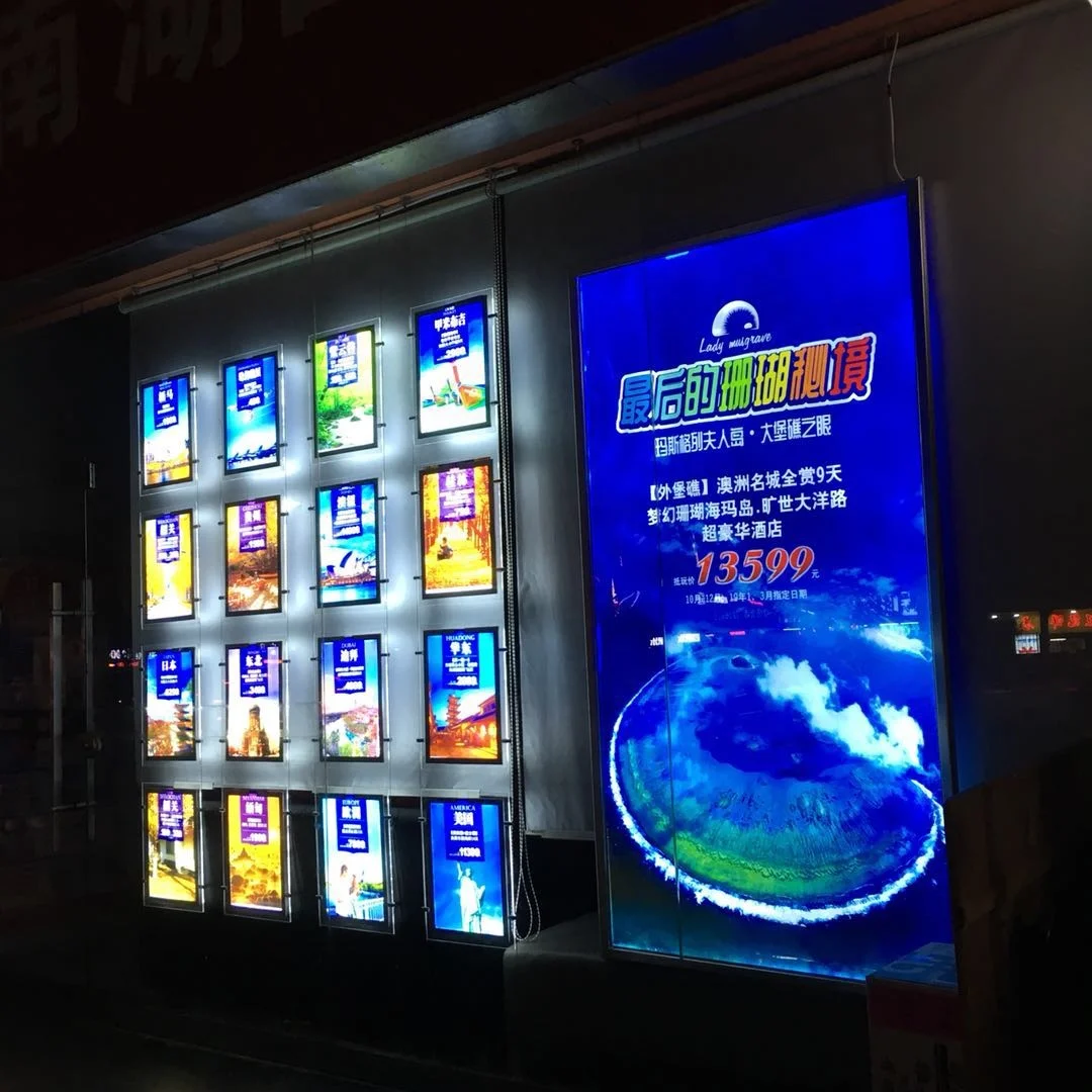 
A3 A4 Real Estate Agent Window hanging display led acrylic light box 