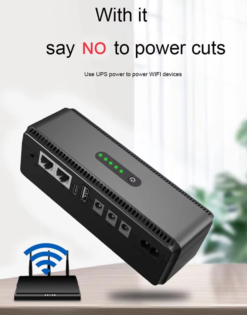 Battery Portable 10400mah Mini UPS Multi-Output 5V 9V 12V 24V  Backup Power Bank 1A 2A DC Lightning Protection AC DCL1018P