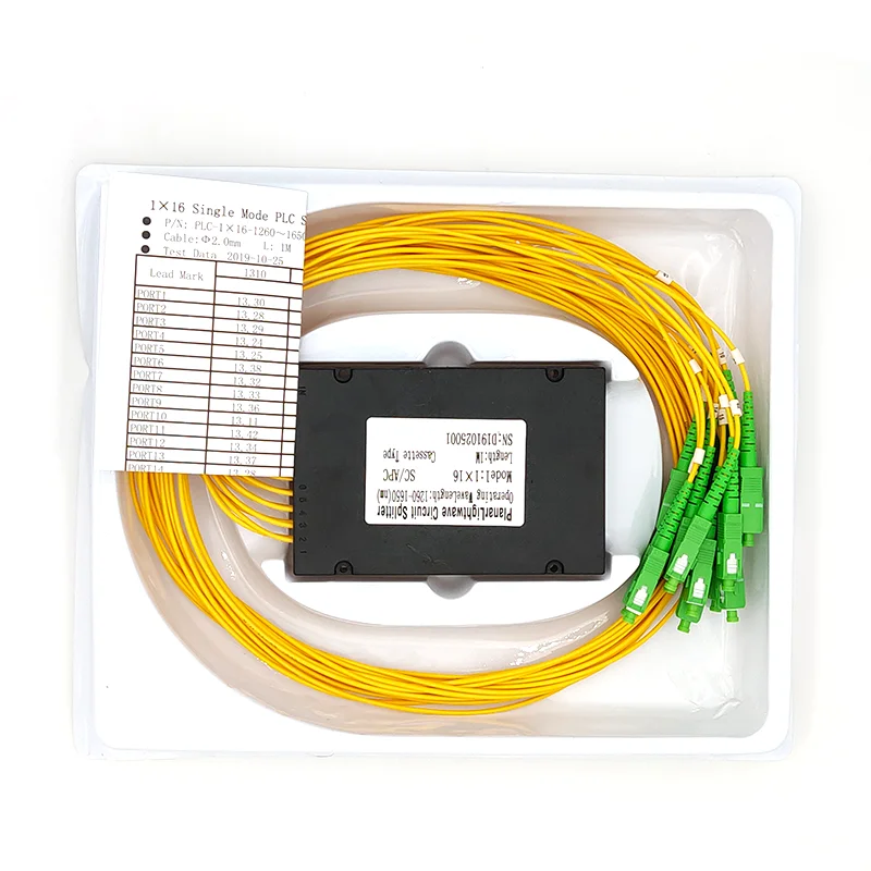 Factory FTTH 1x16 Fiber Optic PLC Splitter SC/APC Connector SC APC