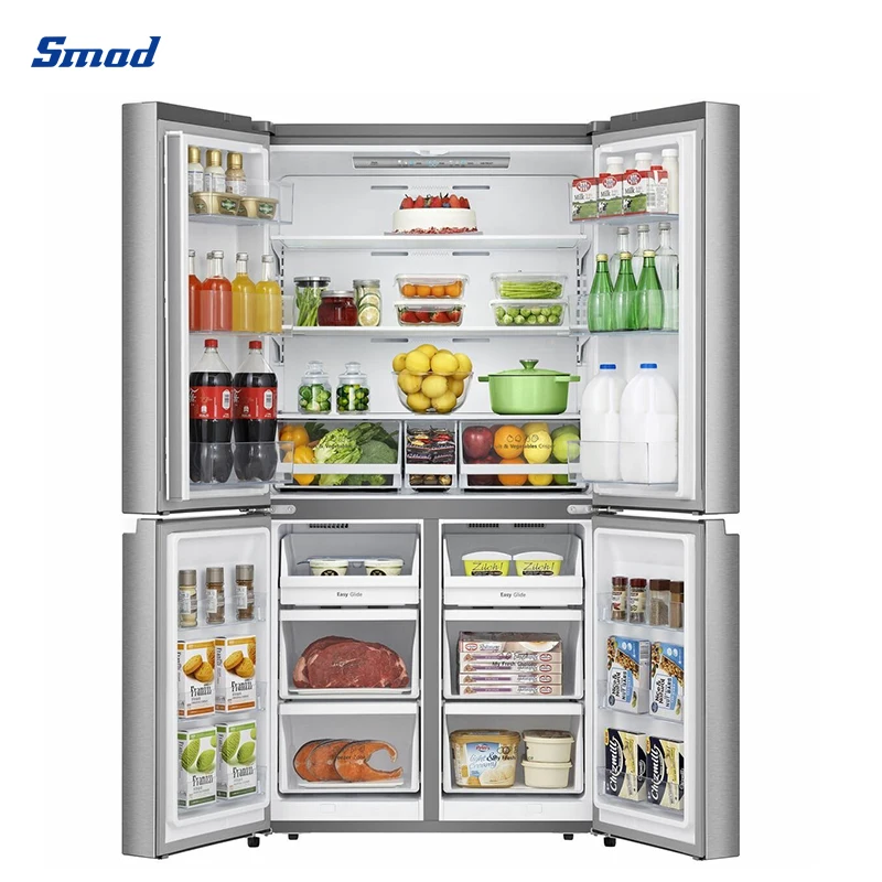 Smad Stainless Steel Household Cross 4 Door Side By Side Refrigerator