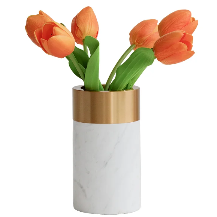Декоративные цветочные вазы из белого мрамора и металла для домашнего декора для свадебной церемонии