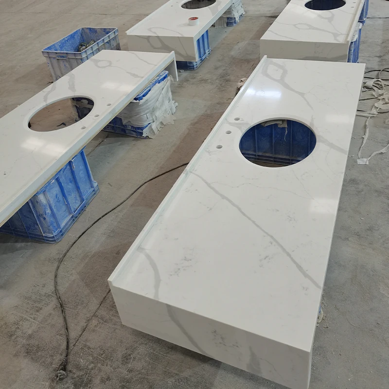 Customized Calacatta White Quartz Slab for Tables Top Kitchen Counter Tops