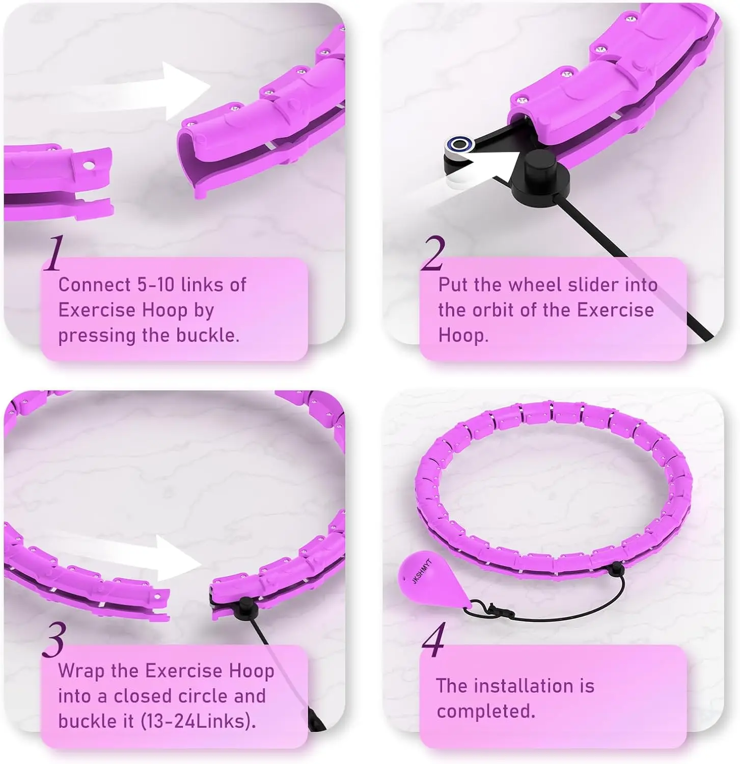 wellshow sport Weighted Hula Circle Hoops for Adults Weight Loss, Infinity Fitness Hoop Plus 24 Detachable Links