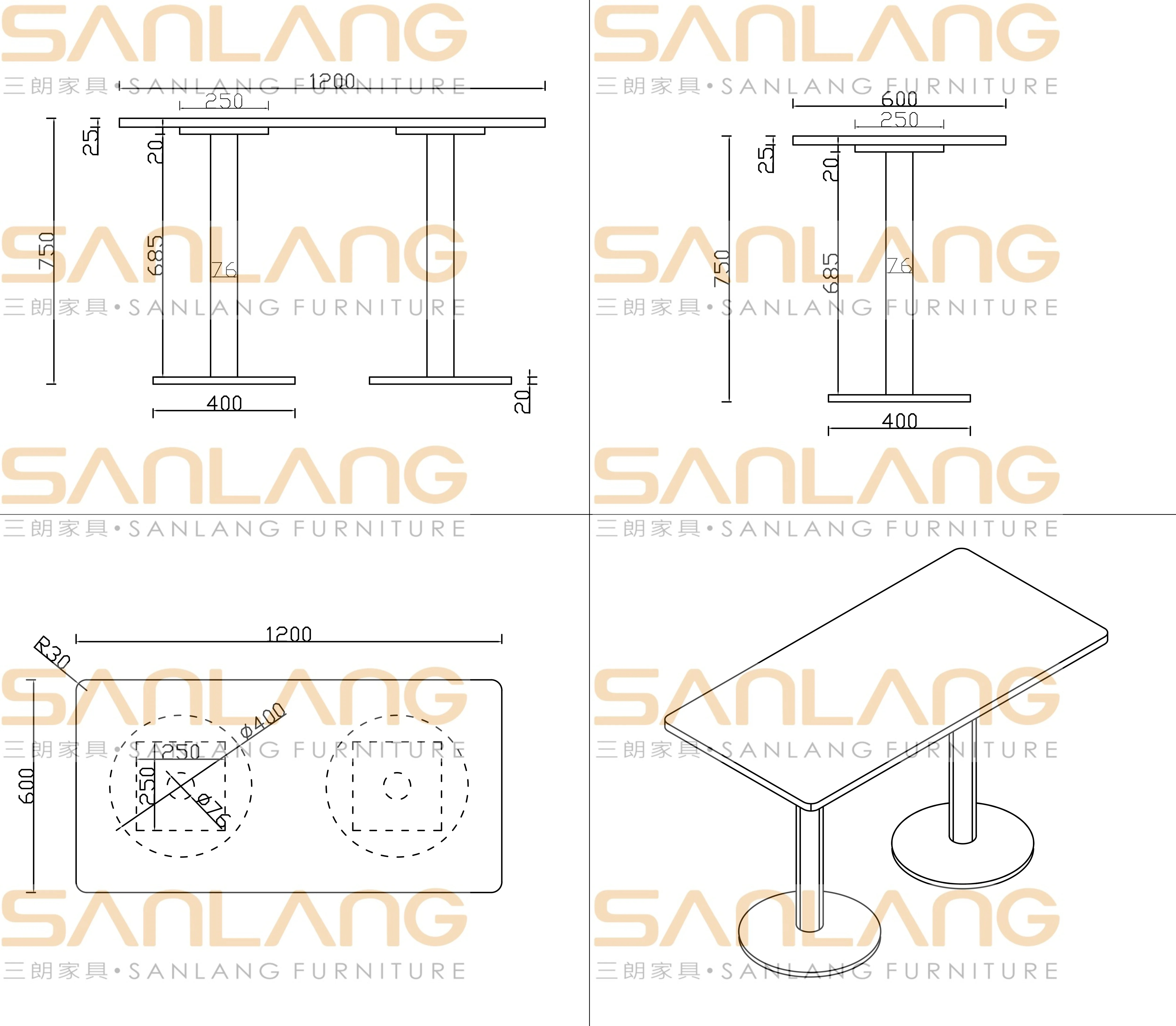 Northern Europe university dinning hall round metal table basse project marbre blanc coffee desk metal legs wood dining table