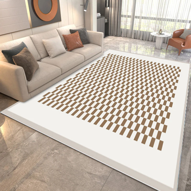 Simple geometry ins Japanese style thick crystal velvet carpet living room bedroom bedside blanket coffee table mat