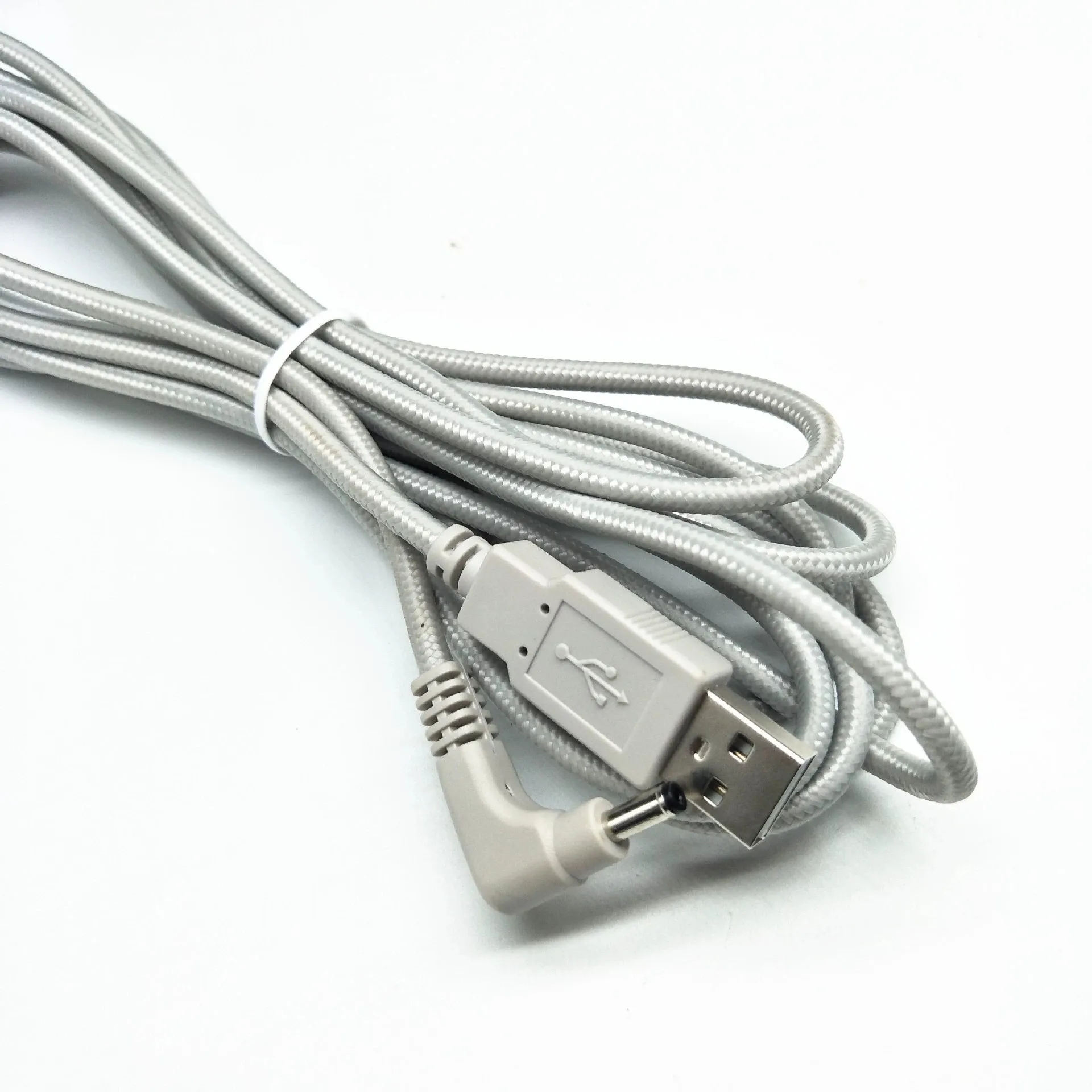Factory wholesale gray nylon braid Right Angle 90 degrees DC 35135 Male 5v2A Usb To  Dc 3.5*1.35 charging Cable