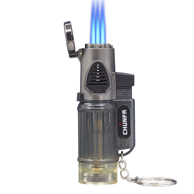 Butane Refillable windproof gas Lighter For Outdoor Kitchen Solder Multiple Use triple Jet Torch Lighter Gas
