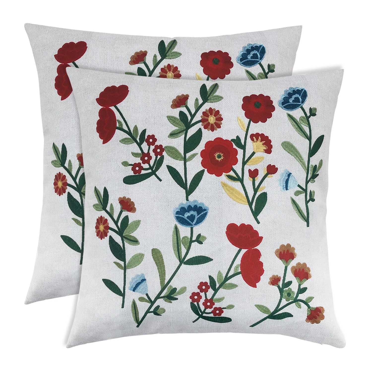 Boho Decorative Throw Pillow Cushion Faux Jacquard Embroidered Floral Pattern Square Pillow for Couch Sofa Bedroom Decor 180gsm