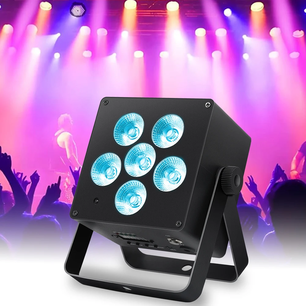 VALAVA NEW 6Pcs 6W Professional RGBWAUV 6In1 battery Lights Battery Wireless Led Stage Dj Square Par Light