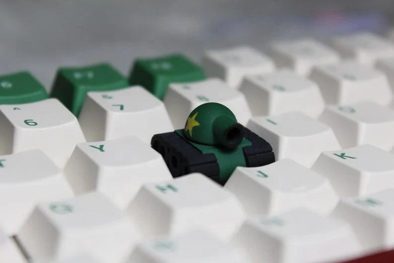 Handmade 3D print Resin Artisan Tank Design Army figure Keycap for mechanical keyboard