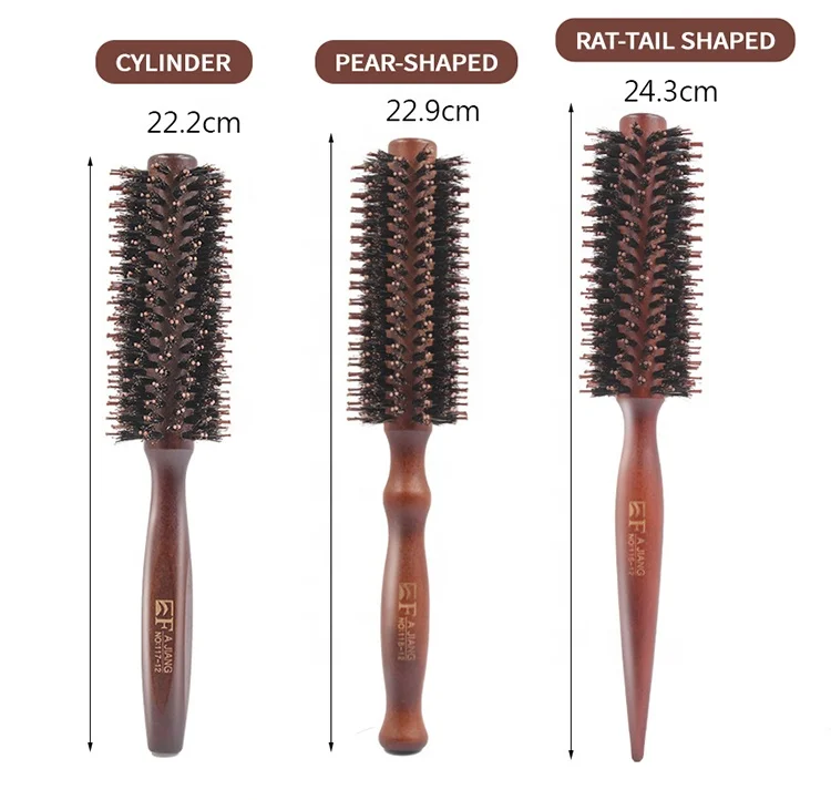 New Arrivals Hair Comb Bristles Rolling Inner Buckle Straight Hair Style Pig Bristles Wooden Rolling Comb