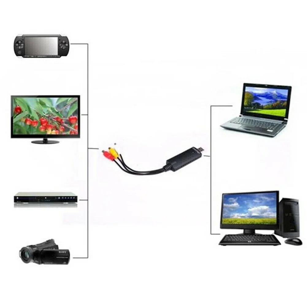  Конвертер VHS в ПК преобразователь USB 2 0 аудио Box VCR TV цифровой AV захват адаптер с поддержкой