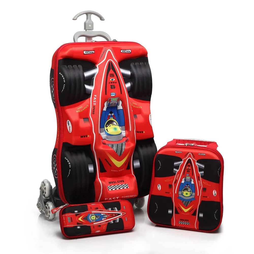 Kids cars Travel Luggage 3D stereo Climb stairs Pull rod box cartoon child pencil box children COOL school suitcase Boarding box