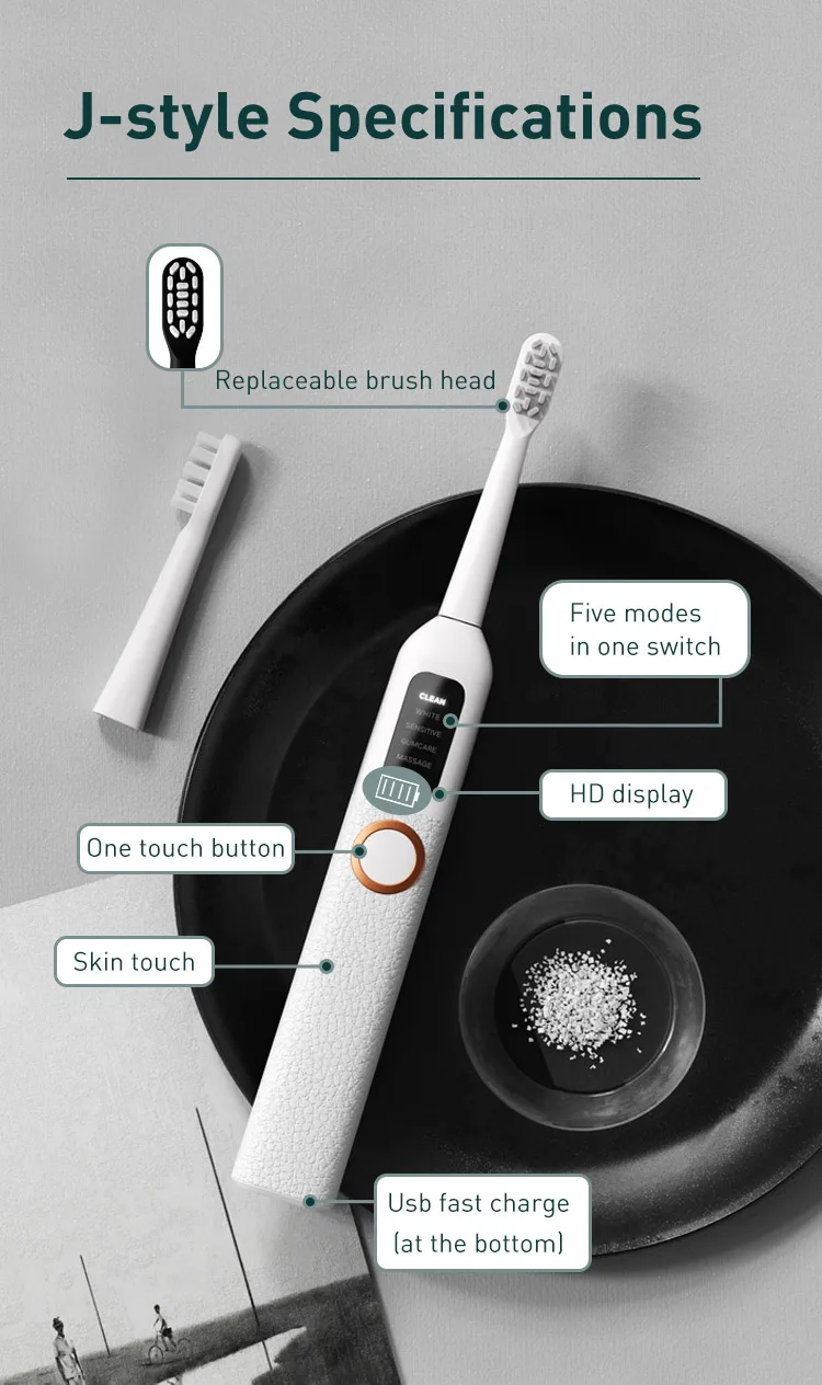 Free Sample Smart Portable Sonic Electrical Toothbrush With Screen Function
