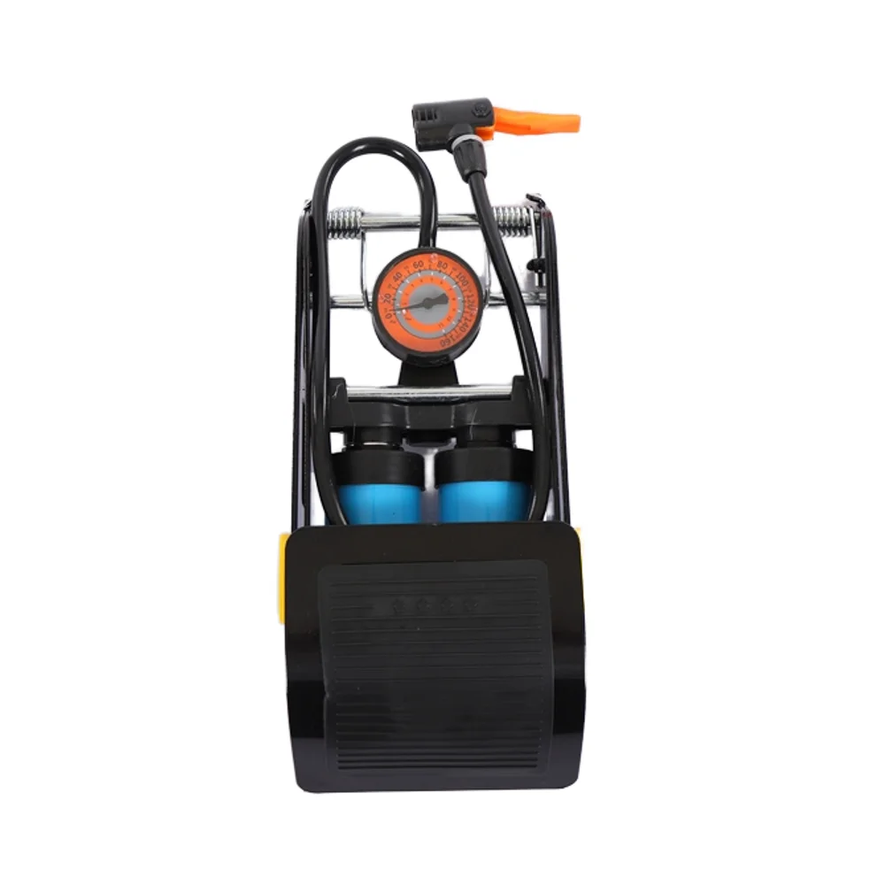Wholesale 160Psi Electric Double Cylinder Bike Pump Portable Mini Air Foot Pump Presta Schrader Valves Steel Floor Pump Biking