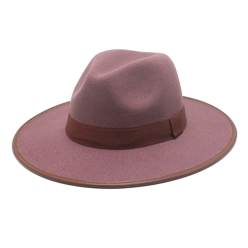 2021 Autumn New Suede Fabric Wide Brim Casual Panama Fedora Hats For Women Wholesale Custom Fedora Hats