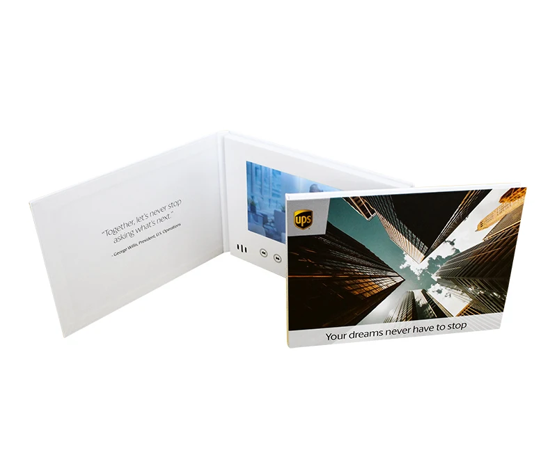 Hardcover Touch Screen Video Greeting Card with 7 in 10.1 Inch LCD Softcover Touchscreen Video Brochure Card with Customize UI.