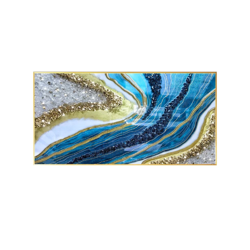 Modern Abstract Mural Poster Luxury Pink Blue Gold Crystal porcelain Wall Art Canvas Painting  Home Wall Decoration Painting