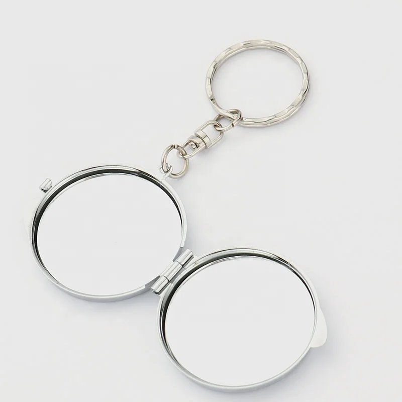 Metal Ladies Gift Sublimation Double-sided Blank Portable Mirror Keychain