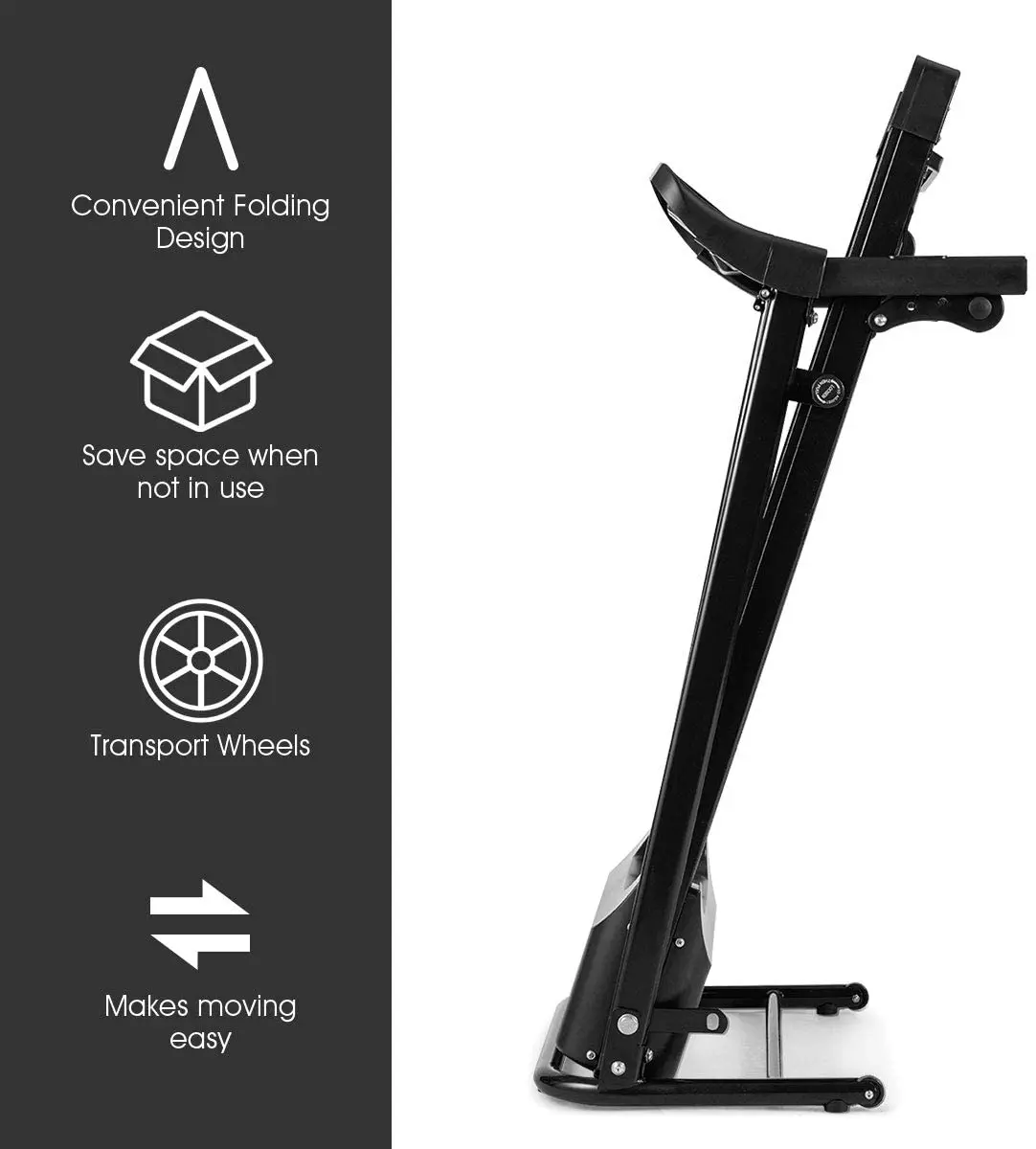 Milti-functional Display Screen Running Machine With Cup Holder Manual Inclines Folding Easy To Move Treadmill