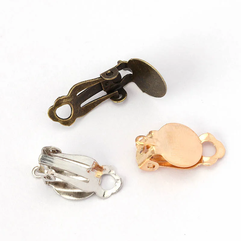 200pcs/bag Metal Clip On Earring Finding fit Silicone10mm Pad Frog Ear Parts Jewelry Non Pierced Earrings clips