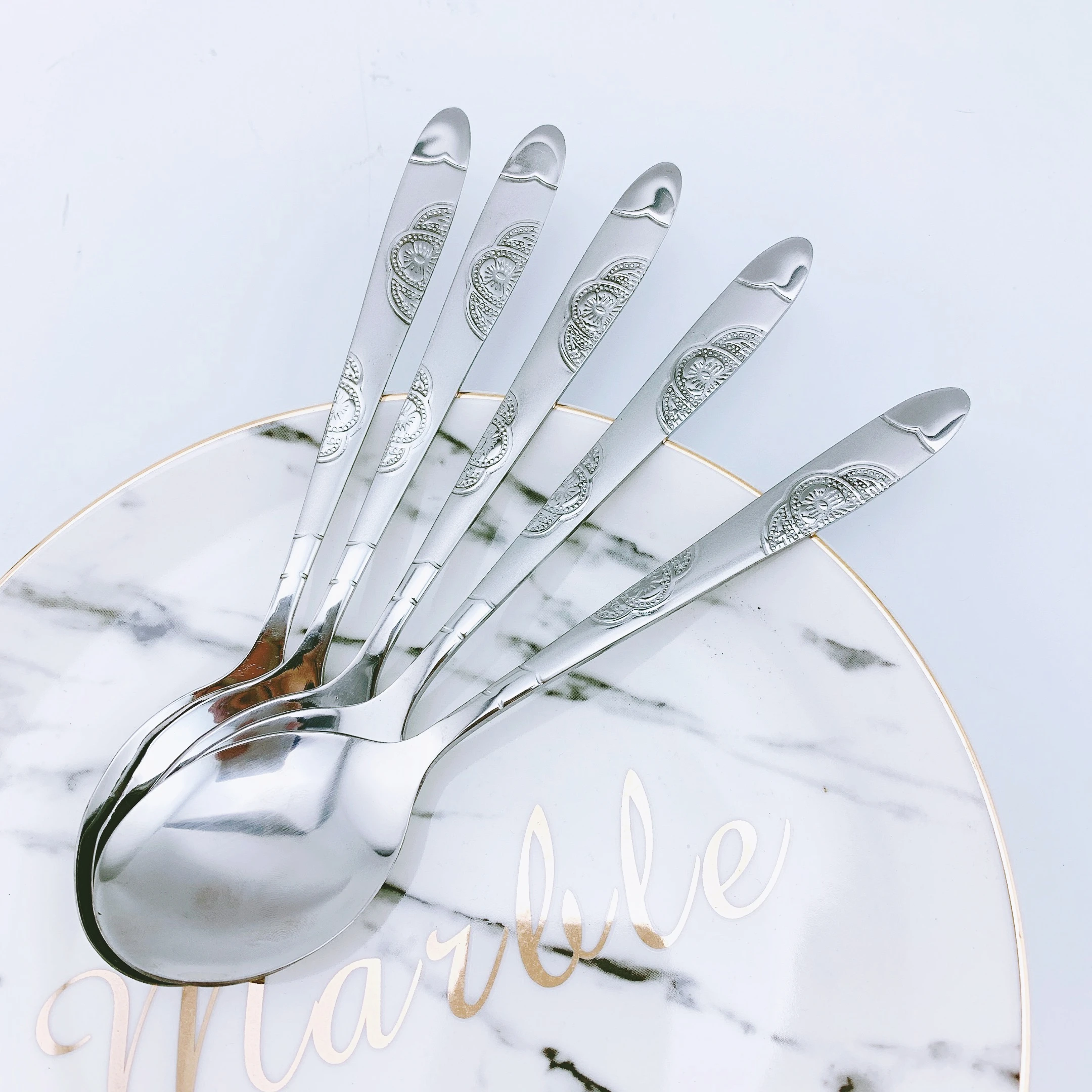Classic style set of spoons portable cutlery set silver spoon vintage cutlery spoon stainless steel for home kitchen