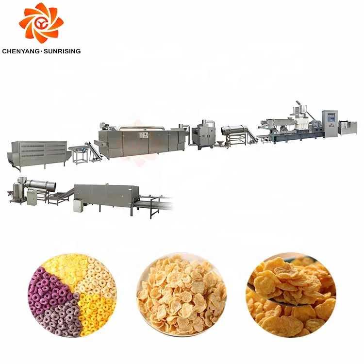 Automatic Puffed cornflakes making extruder machine breakfast cereal corn flakes complete production line