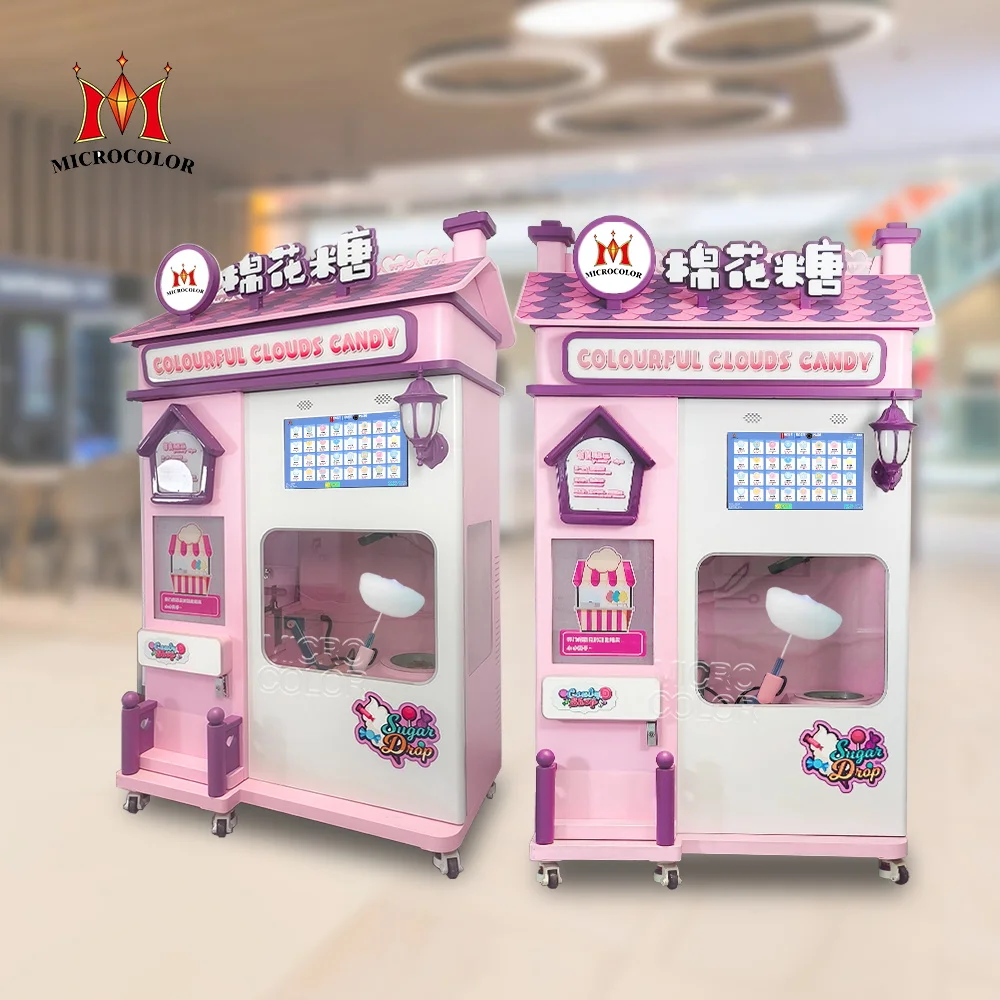 Custom Robot Electric Sugar Cotton Candy Vending Machine Professional Full Automatic Cotton Candy Machine for Small Business