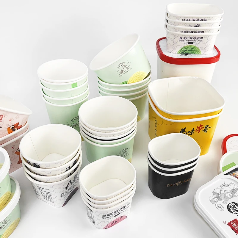 Cool 30ml 3.5 oz 3oz 5oz plastic clear square round dessert ice-cream pet pp small ice cream cups with spoon