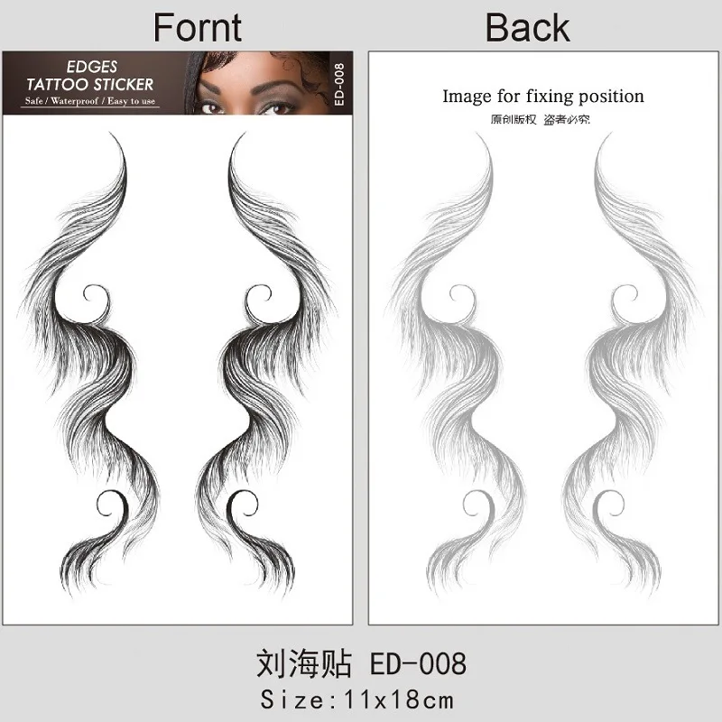 bang cross-border online celebrity hairline Tattoo paste Tattoo with bangs