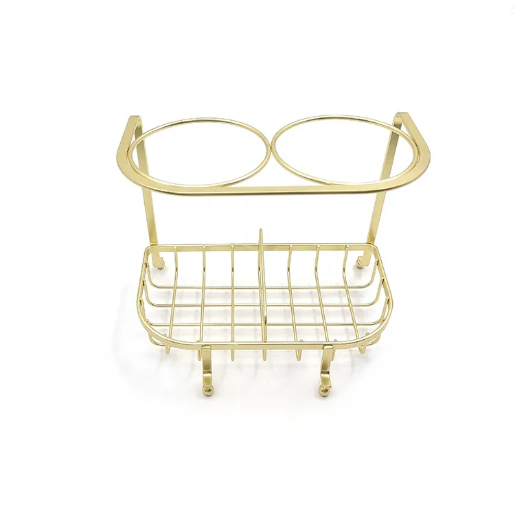 Gold Color Wire Storage Basket,Hair Dryer Rack  Metal Wire Bathroom Cabinet Storage Basket for Hot Tools