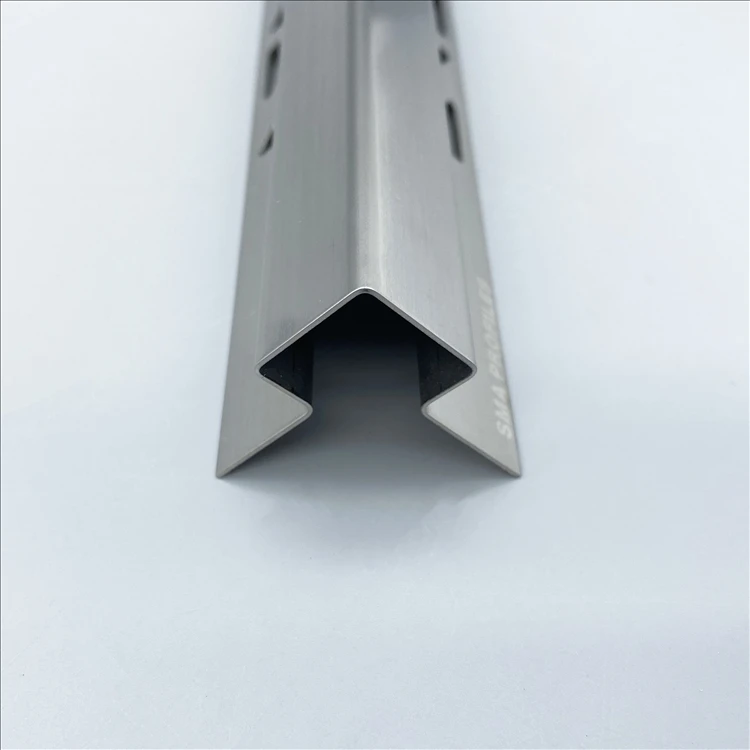 SMAProfiles OEM Acceptable Silver Brushed stainless steel inlay strips profile Metal Tile Trim with holes