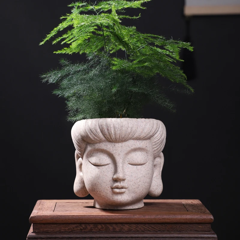 Roogo креативный простой каменный цветочный горшок Zen Buddha Head Bonsai