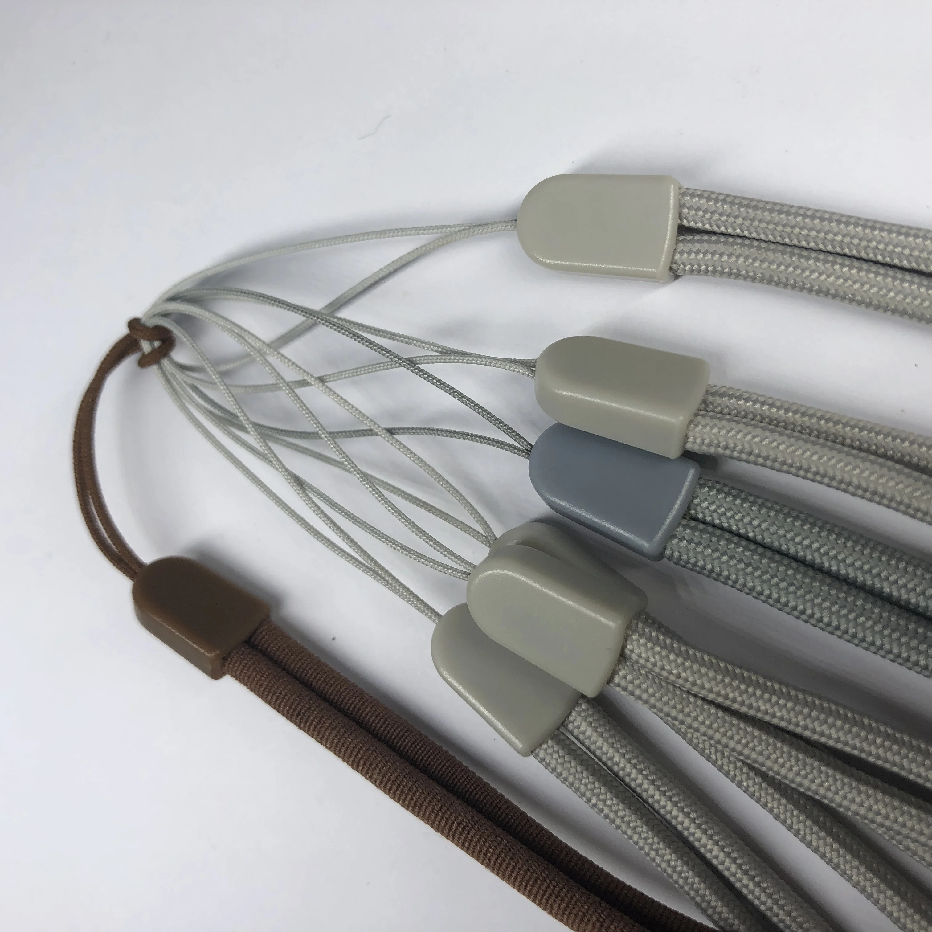 Custom gray high quality rope woven round short polyester nylon phone wrist lanyard for reading pen usb electronic toy device