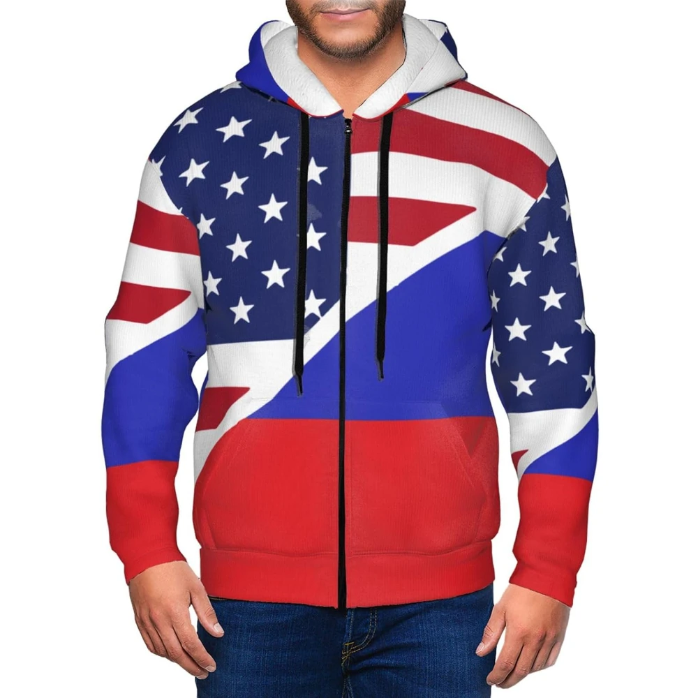Fitspi Wholesale Custom Usa Vs Russia National Flag Hoodies Fleece Long Sleeve Pullover Sweatshirt