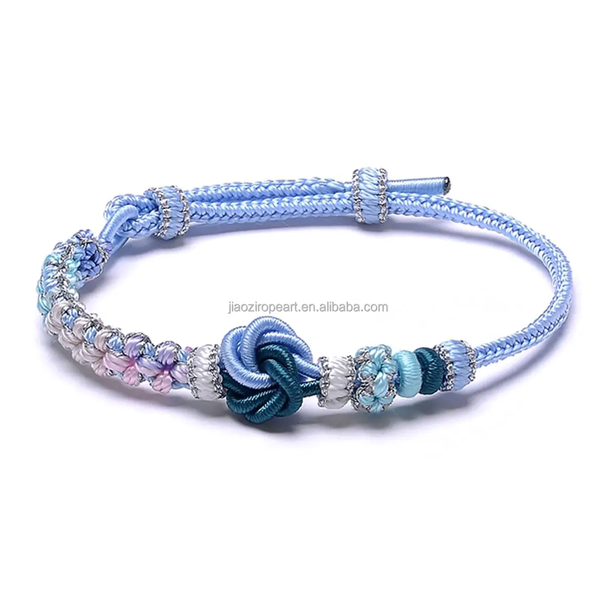 Handmade Peach Blossom Knot Bracelet Stylish Fashion String Jewelry with Chinese Elements