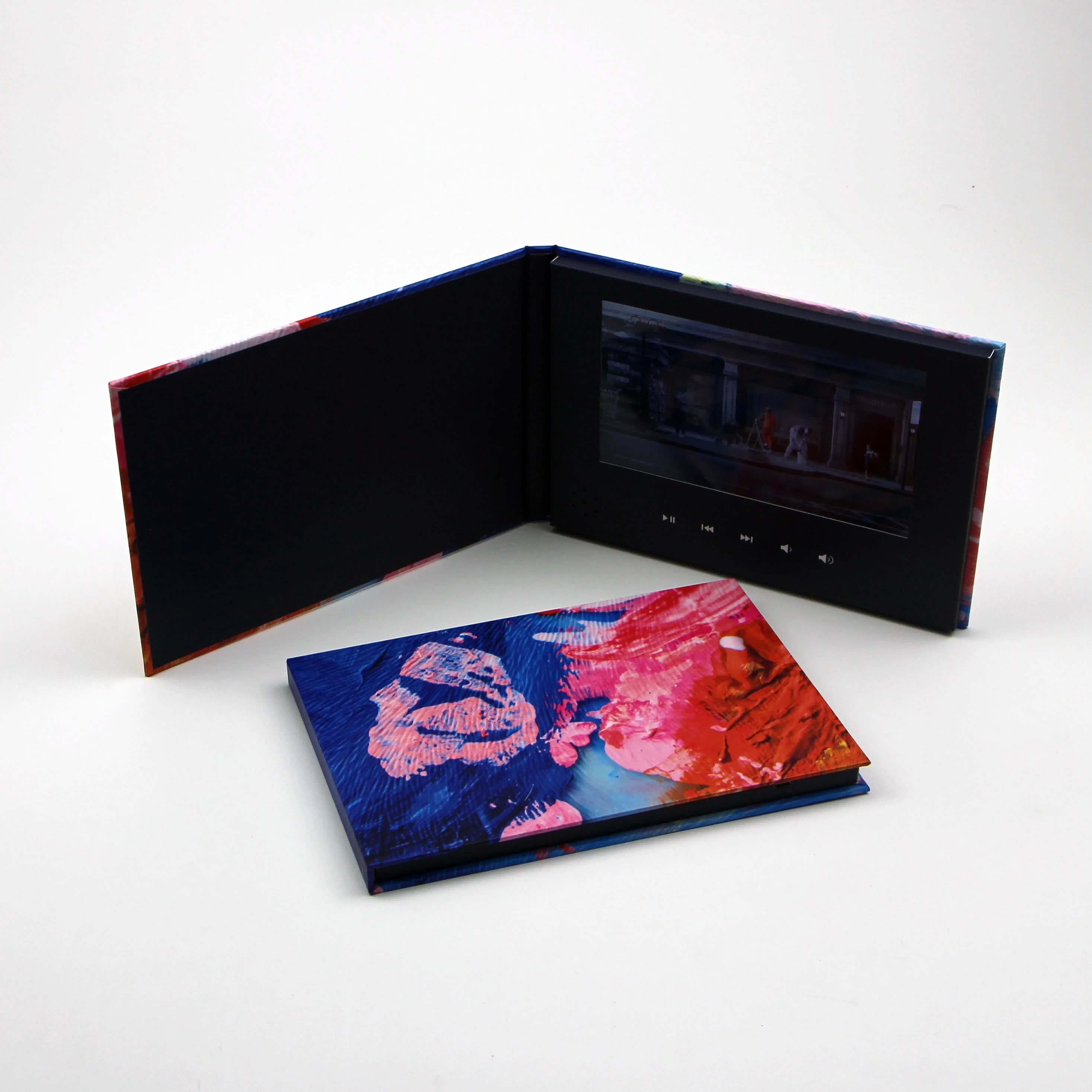 Popular custom greeting Oil painting cards printing lcd gift screen video brochure 7 inch business card music book
