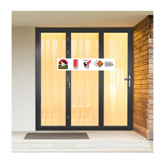 As2047 Australian Commercial Floor To Celling Glass Accordion Doors 6063-T5 Bi-Fold Door Exterior Aluminium Double Doors