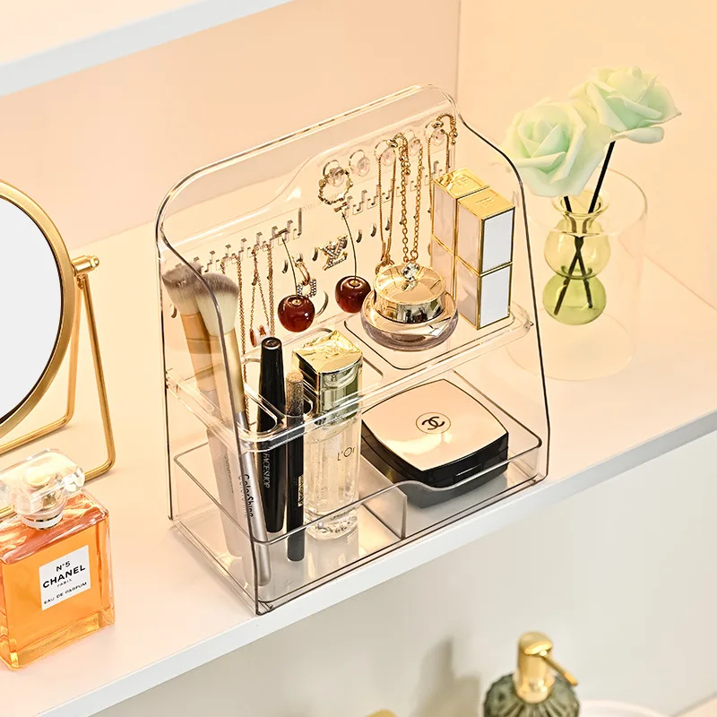 Modern Style Plastic Makeup Organizer Storage Box Household Multifunctional PET Cosmetic Storage Box Container