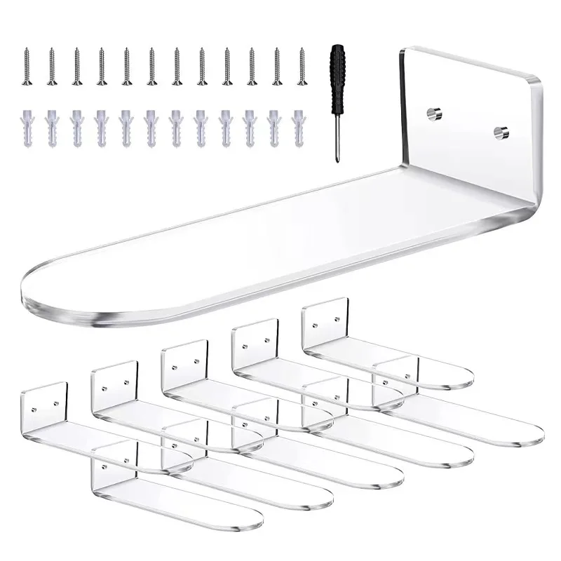 6pcs/set Acrylic Transparent Store Shoe Rack for Supermarket Display With Screw Wall Hooks