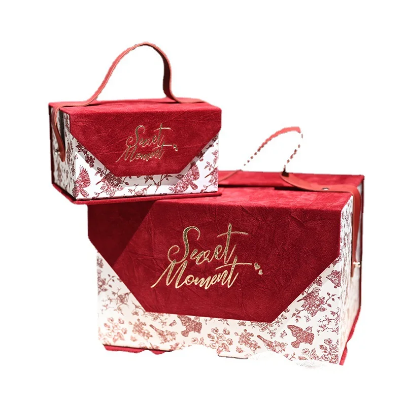 European-style exquisite creative hand-held flannelette box wedding supplies candy gift box