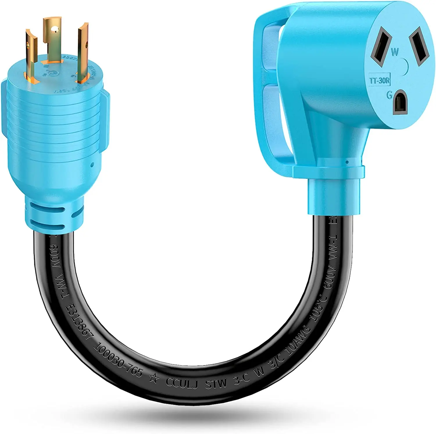 CircleCord 3 Prong 30 Amp RV Generator Adapter Cord, 4 Prong to 3 Prong Generator Adapter Cord