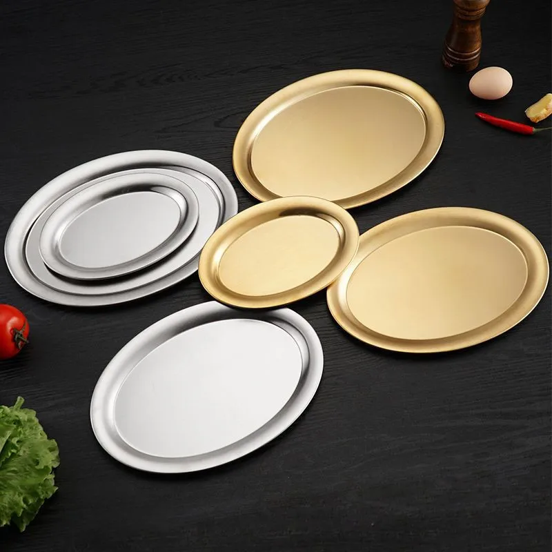Restaurant home sus304 food dish 18/8 stainless steel oval tray plates