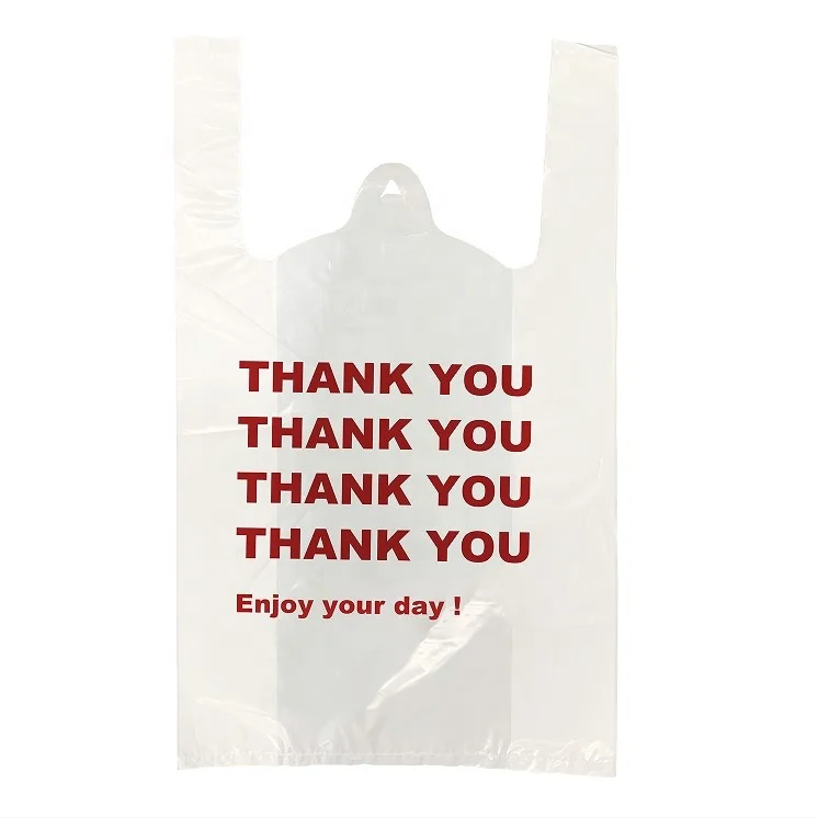 Custom Eco Friendly Wholesale Plastic Grocery T-shirt Bags vest handle HDPE/LDPE Supermarket grocery carry bag with custom logo