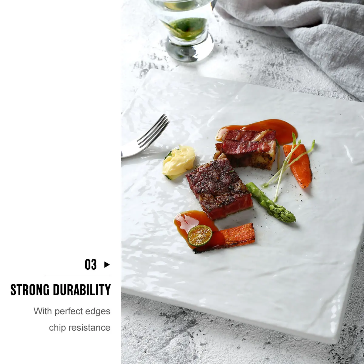 Factory direct wholesale ceramic square sushi plate,porcelain matte black steak dish and white ceramic plate for restaurant