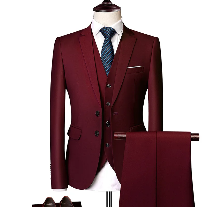 
In Stock Stylish Suit Design Weeding Business Mens Suit Solid Formal For Men 