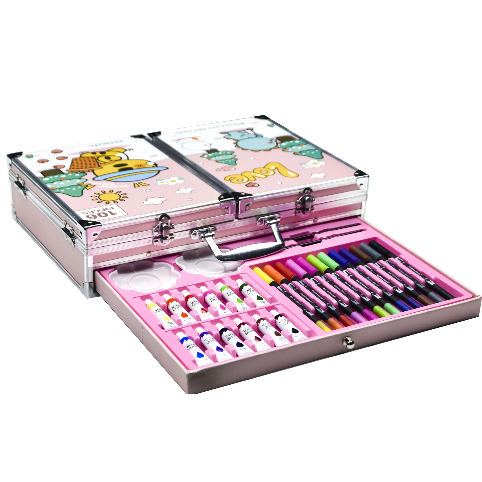 106 PCS New Product Aluminum box Children Drawing  Painting Art Supplies Children Gift Stationery Painting Art Sets