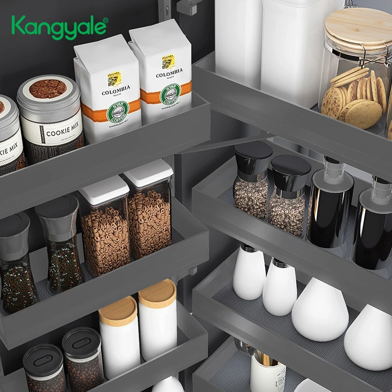 Kangyale кухонных шкафов и АКСЕССУАРЫ ВЫСОКОЕ тандем кладовая организации 6-слойное бальное платье из алюминиевого сплава блок для