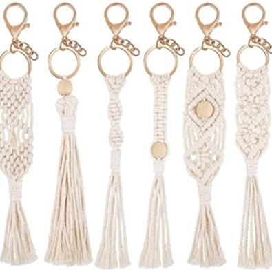 Handmade Natural Design Macrame Key chain with Fringes