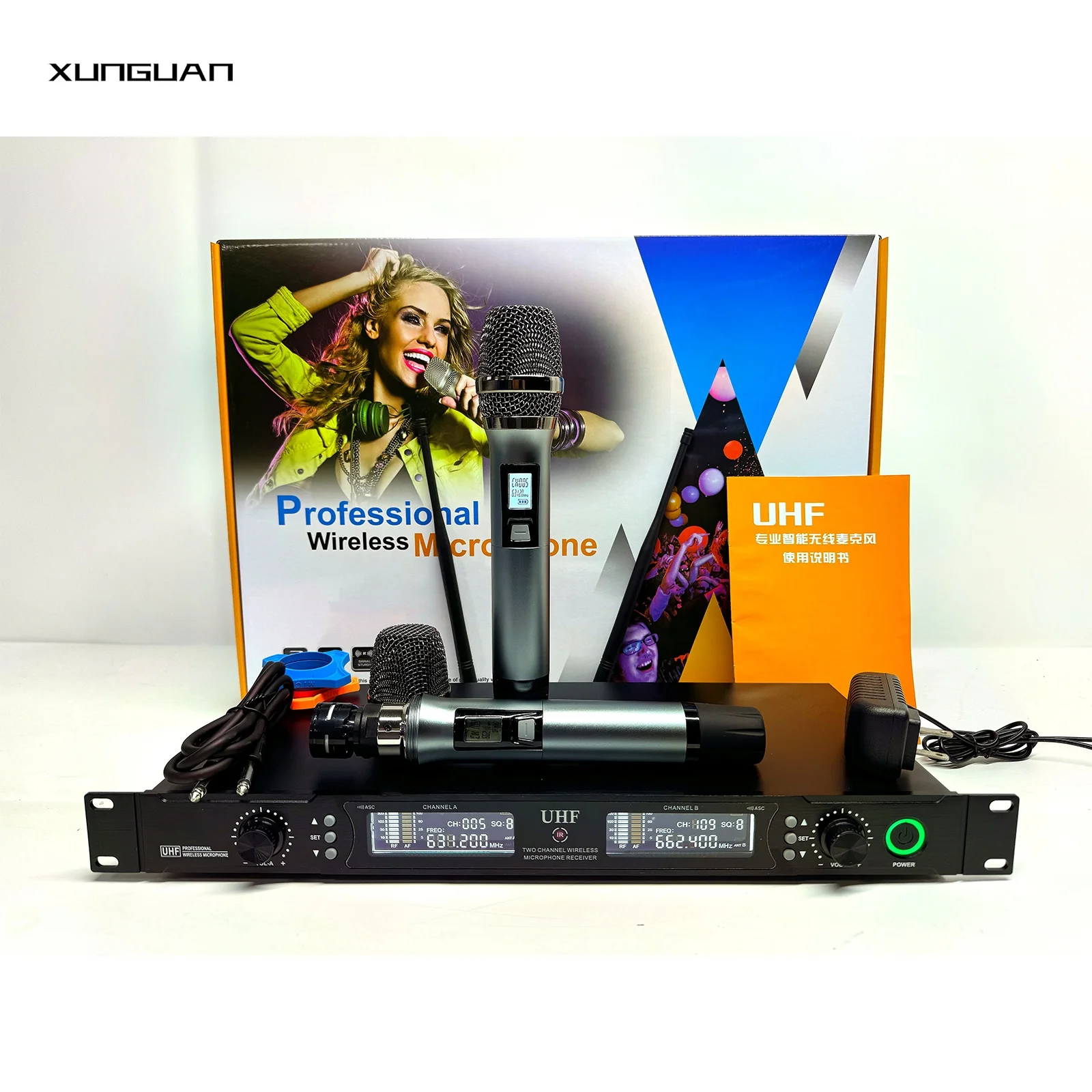 R-0331 UHF IR Wireless Dynamic Microphone 2CH Microphone System for Singing Teaching